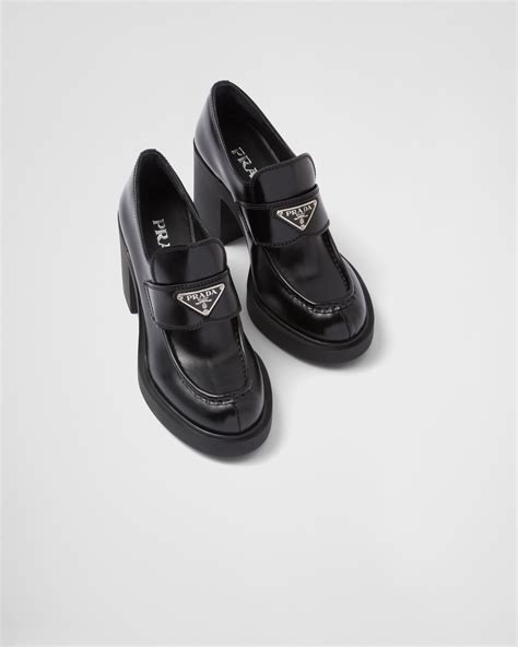 prada high heel loafer|Prada high heeled loafers.